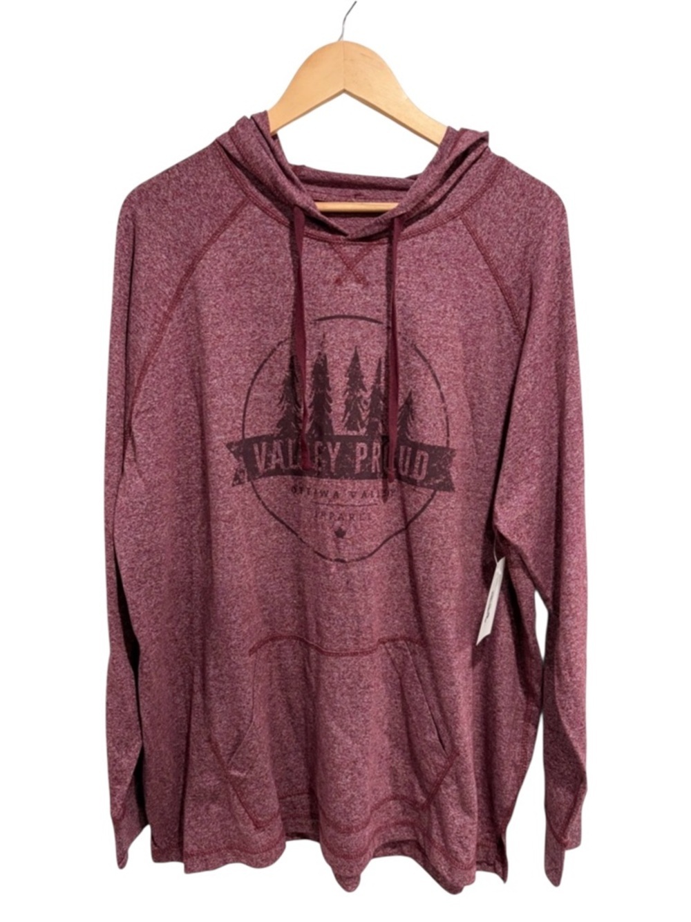 Ottawa Valley Proud Maroon Hooded Pullover Lightweight Sweatshirt NWT